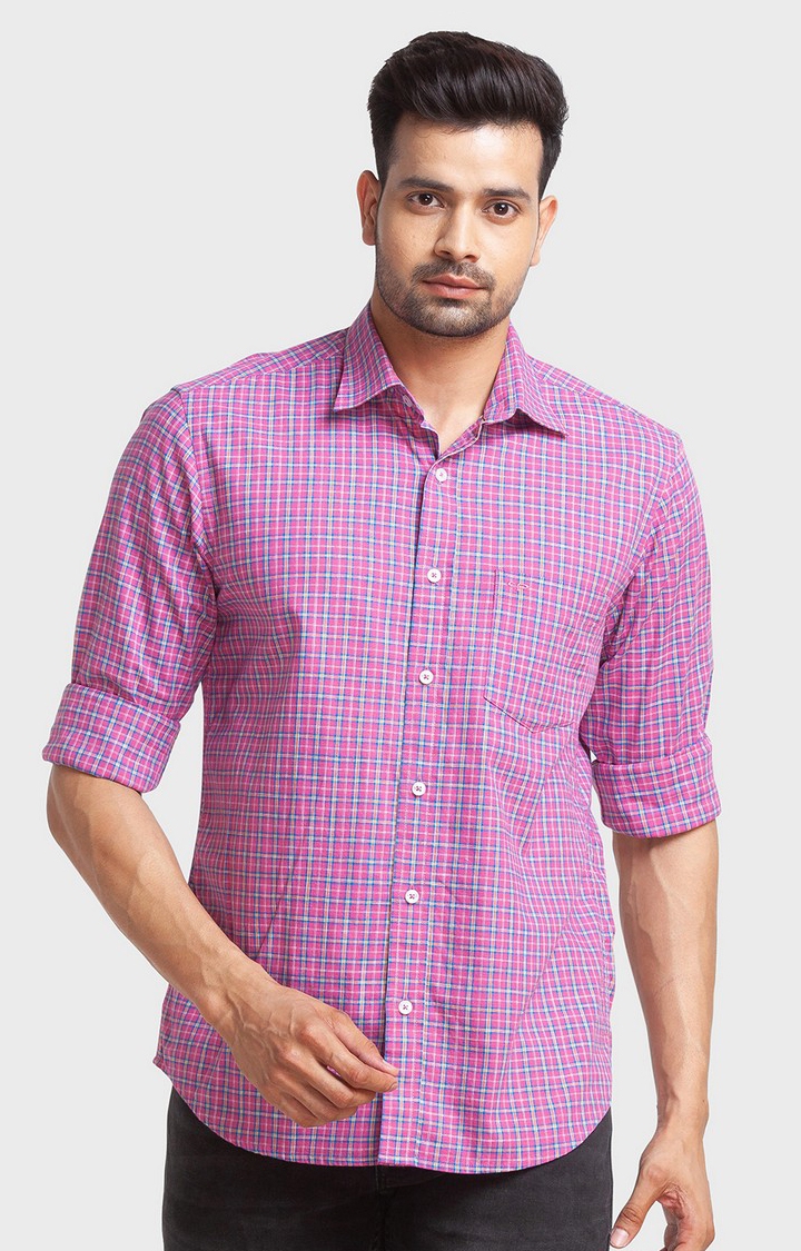 ColorPlus | ColorPlus Red Checks Tailored Fit Casual Shirts For Men