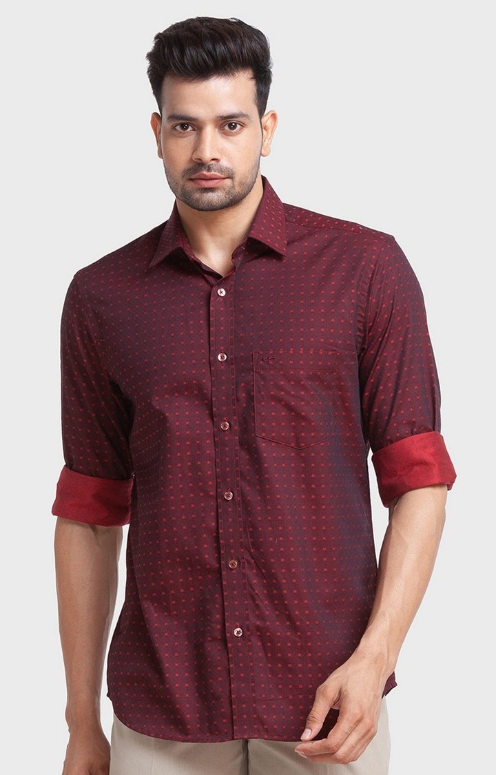 ColorPlus | ColorPlus Red Solid Tailored Fit Casual Shirts For Men
