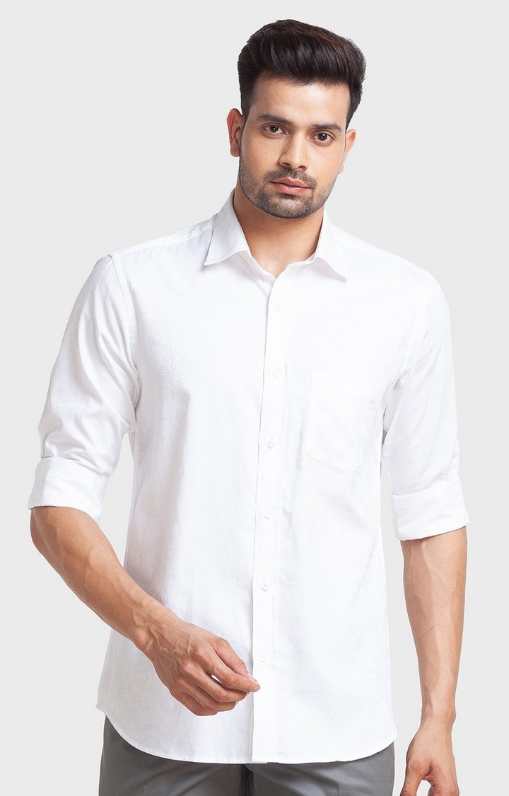 ColorPlus | ColorPlus White Solid Tailored Fit Casual Shirts For Men
