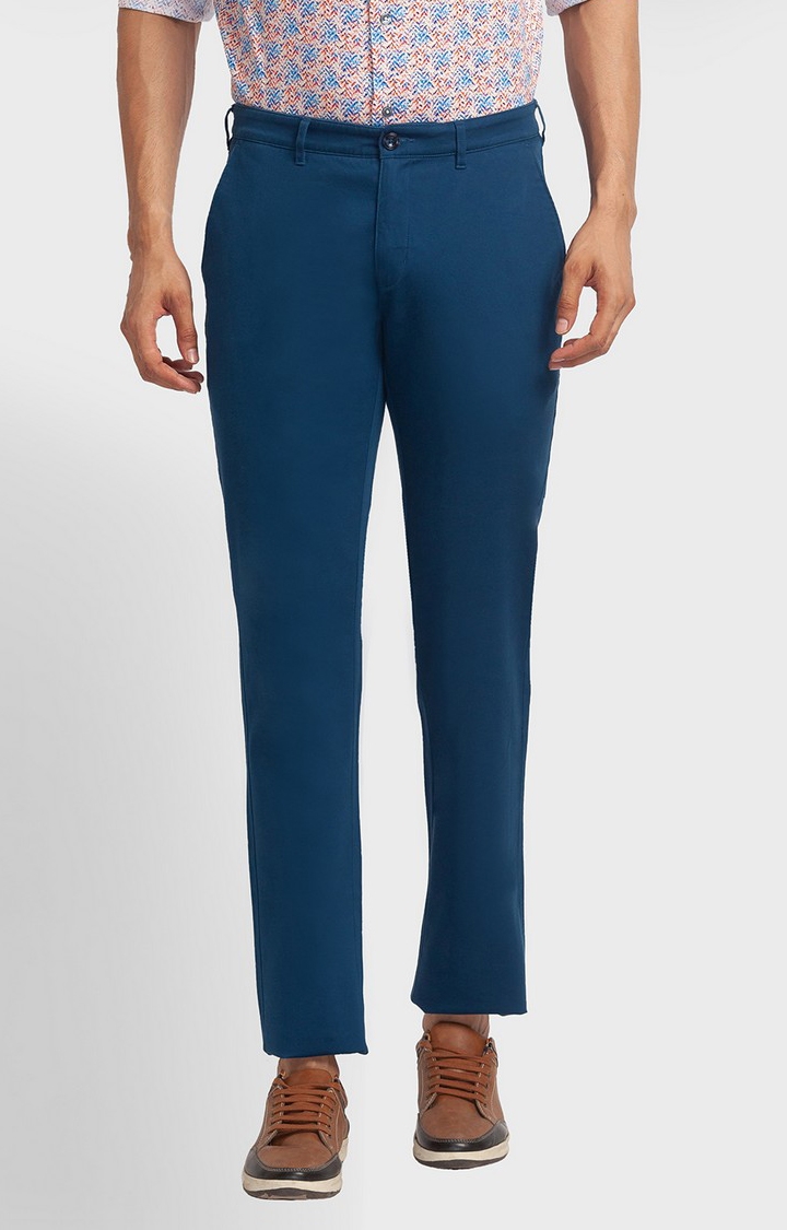 ColorPlus | ColorPlus Contemporary Fit Blue Casual Pant For Men
