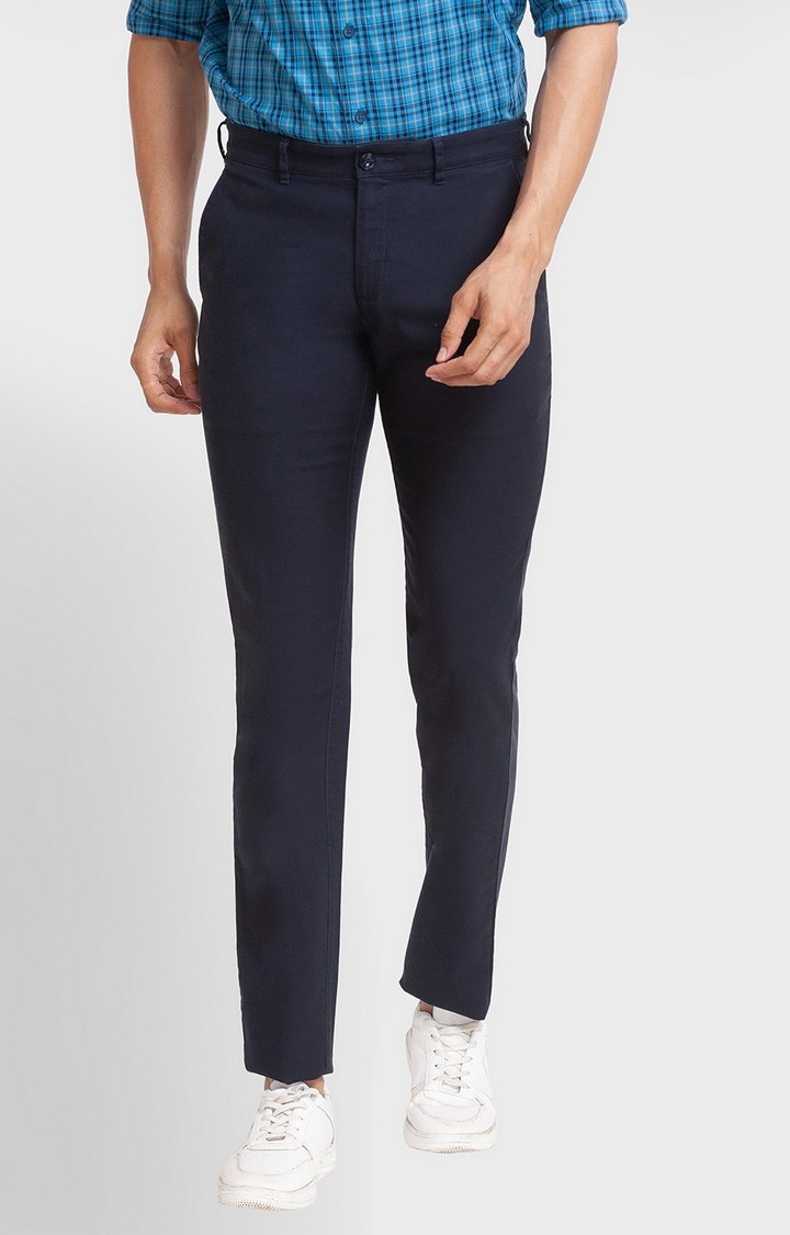 ColorPlus Contemporary Fit Blue Casual Pant For Men