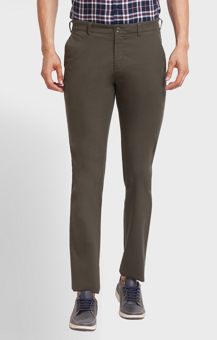 ColorPlus | ColorPlus Contemporary Fit Green Casual Pant For Men