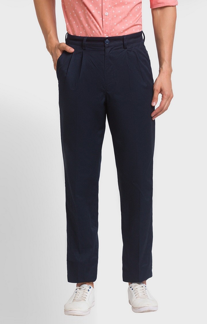 ColorPlus | ColorPlus Tailored Fit Blue Casual Pant For Men