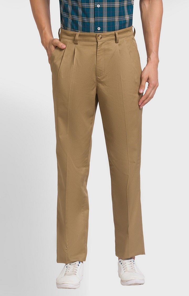 ColorPlus Tailored Fit Beige Casual Pant For Men