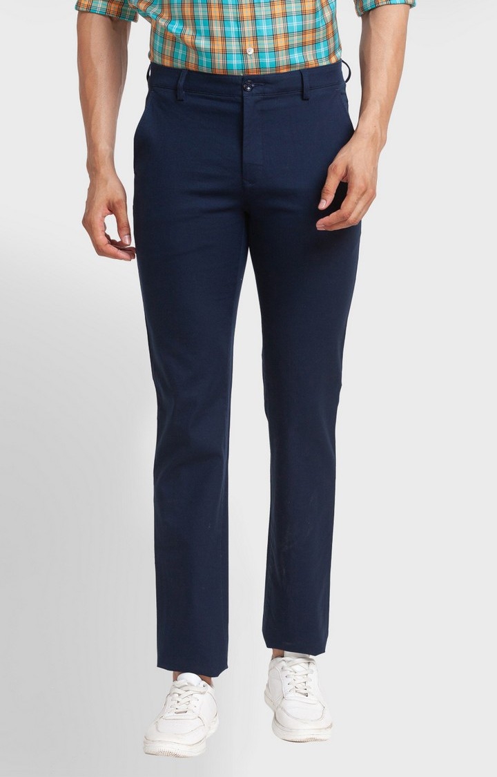 ColorPlus Tailored Fit Blue Casual Pant For Men