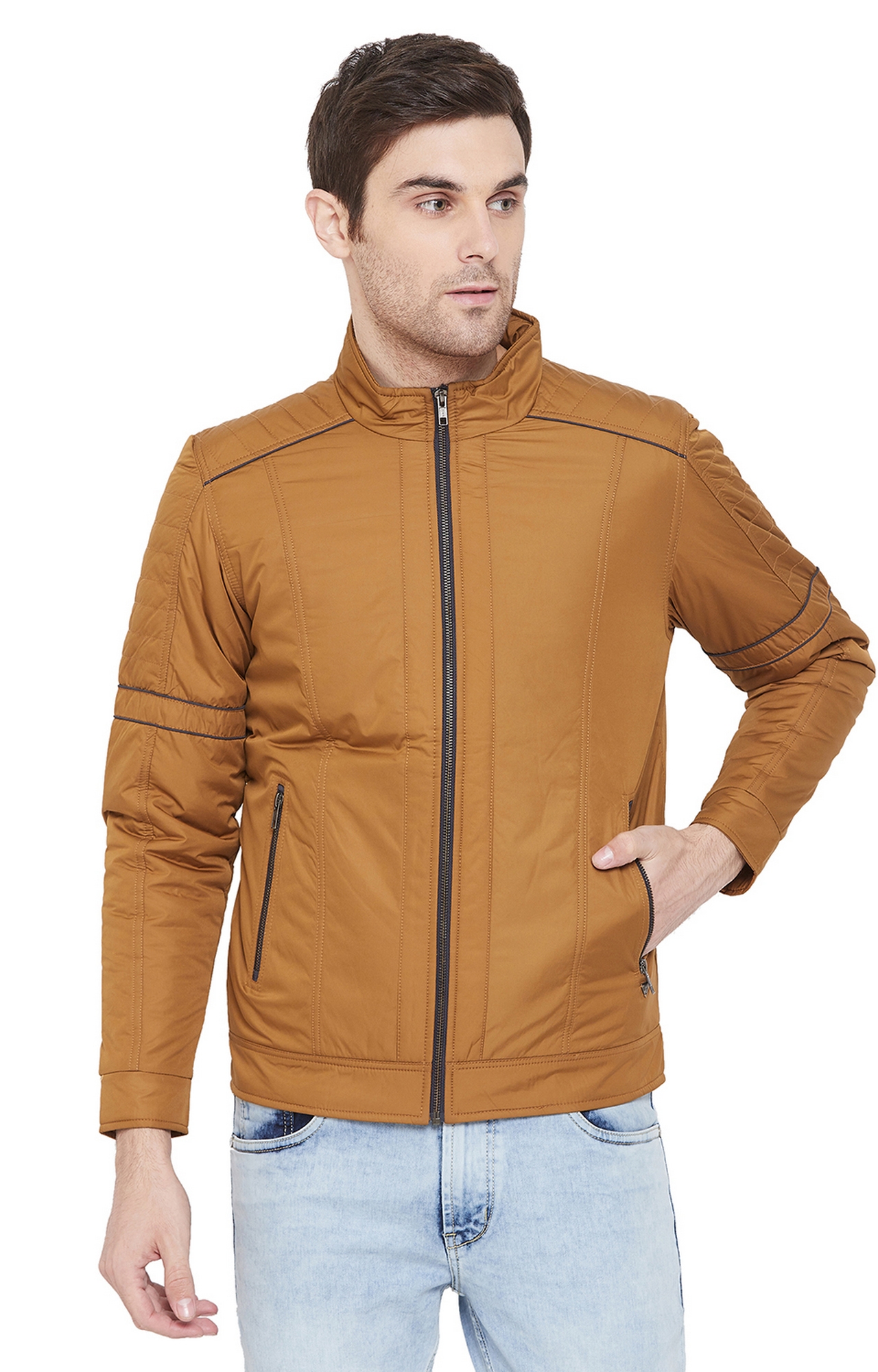 Brown Solid Front Open Jacket