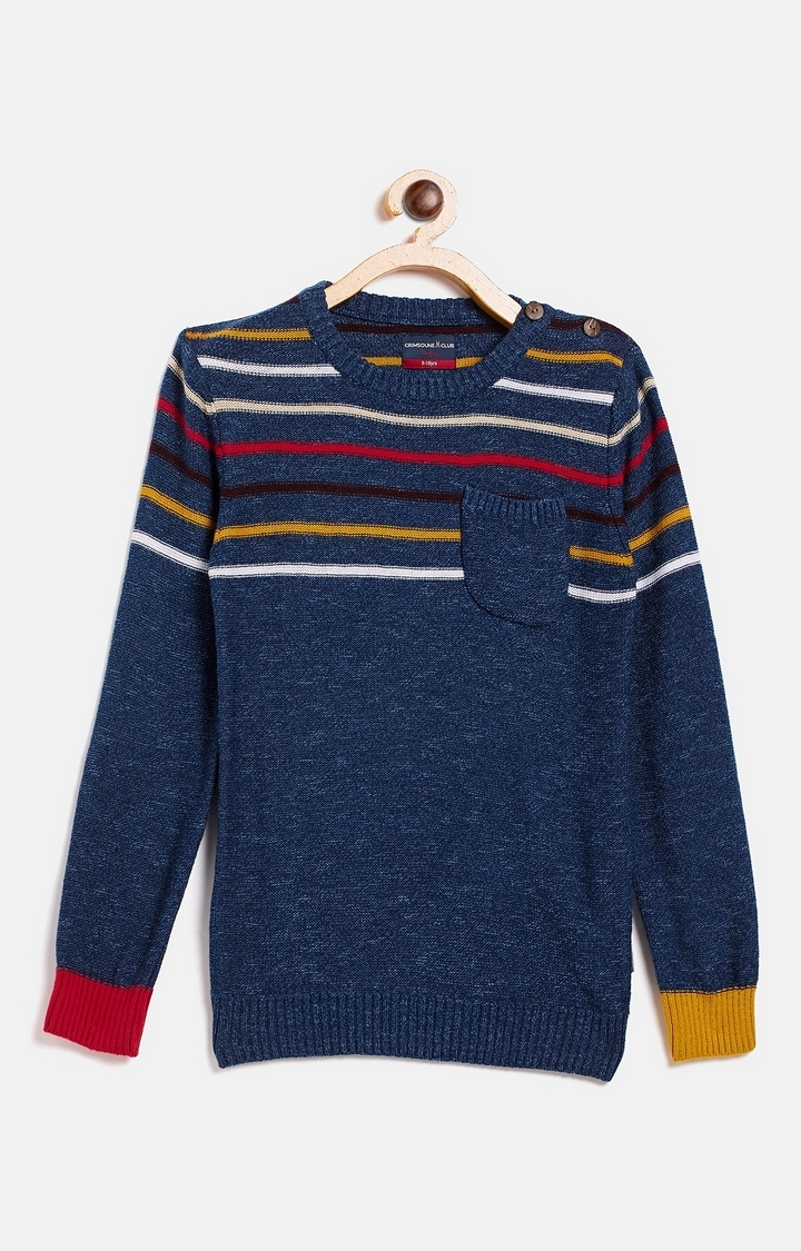 Crimsoune Club | Blue Striped Sweaters