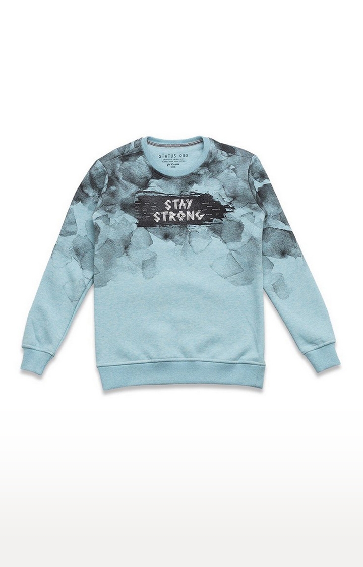 Boy's Blue Polycotton Printed Sweatshirts