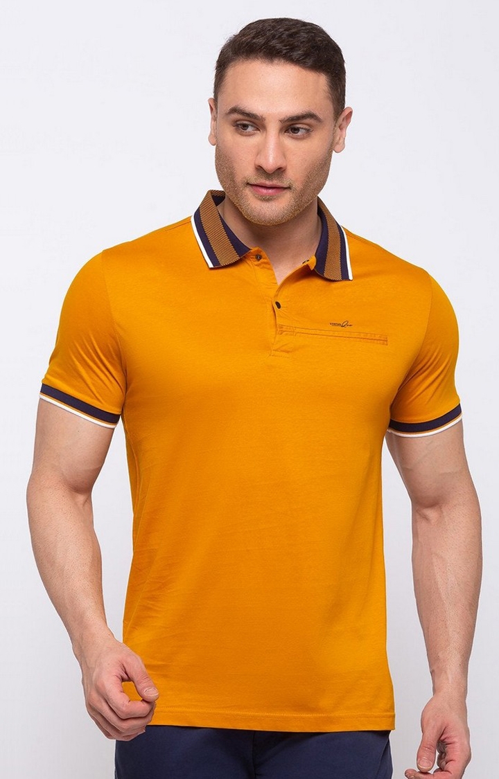 Yellow Polycotton Solid Polos