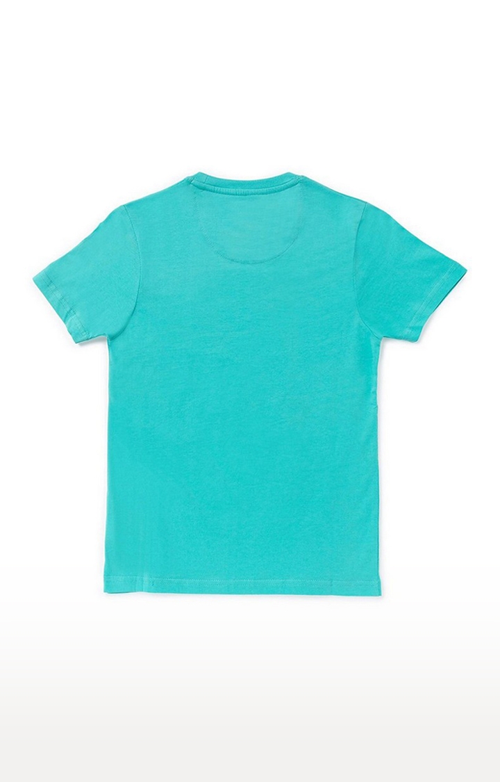 Boys Green Cotton Printeded Regular T-Shirt