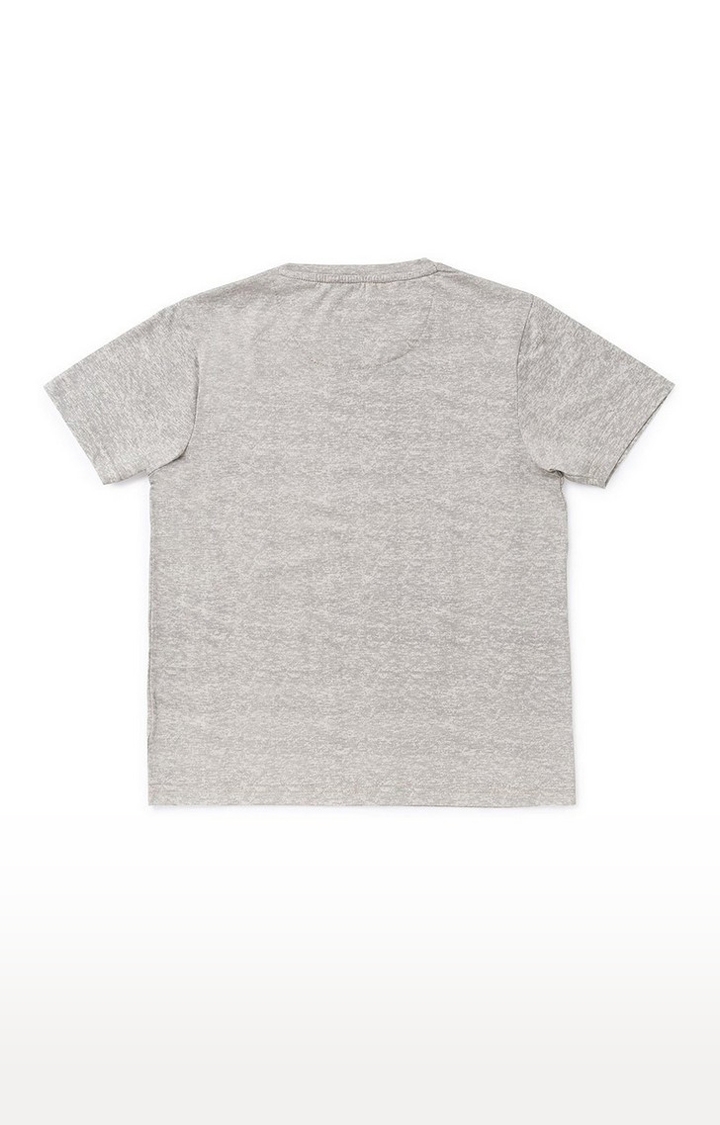 Boys Grey Cotton Melange Textured Regular T-Shirt