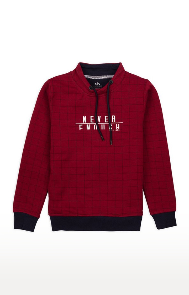 Red Cotton Checked Sweatshirts