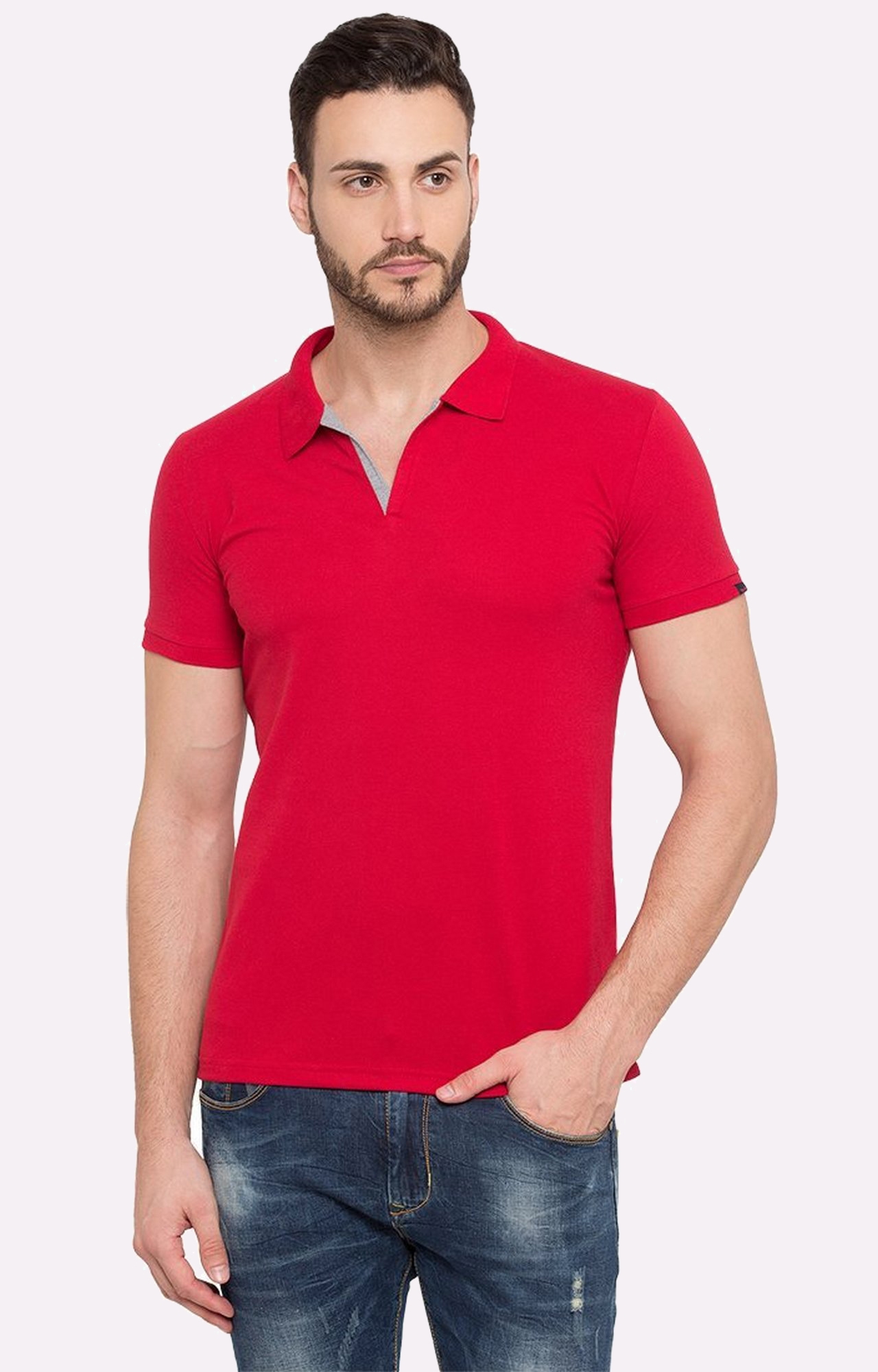 Red Polycotton Solid Polos