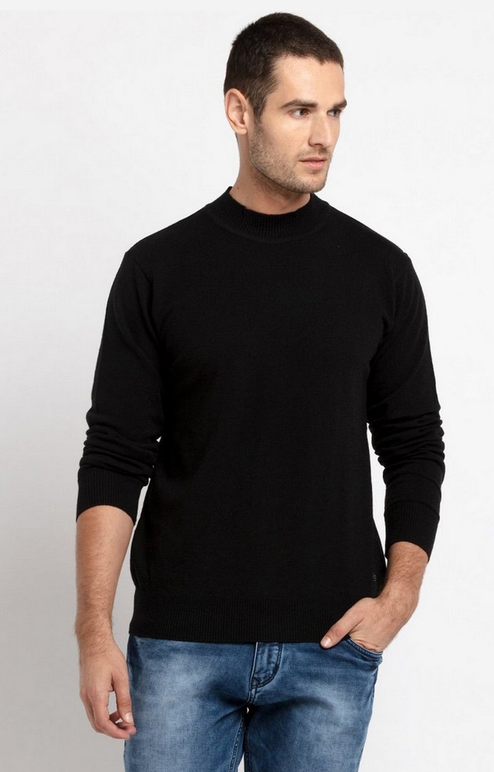 Black Polyester Solid Sweatshirts