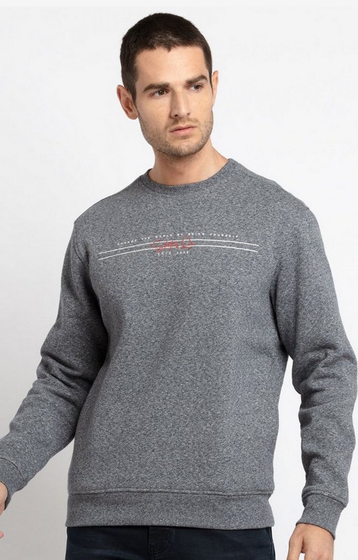 Men's Grey Cotton Printed Sweatshirts