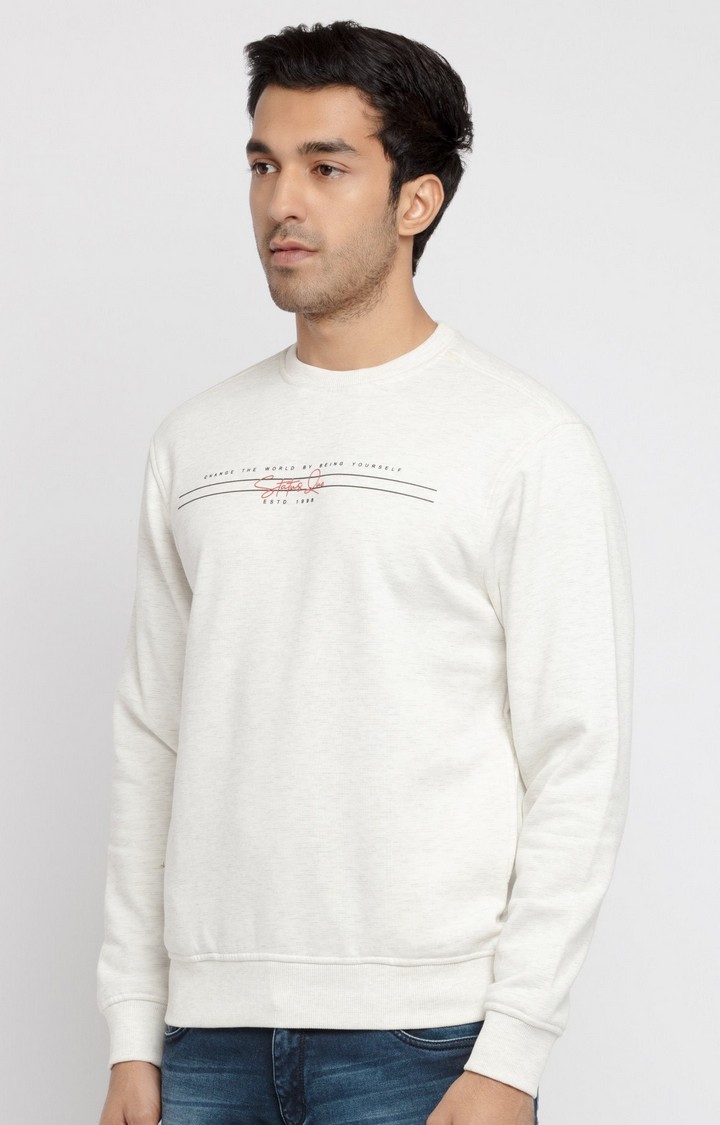 Men's White Polycotton Solid Sweatshirts