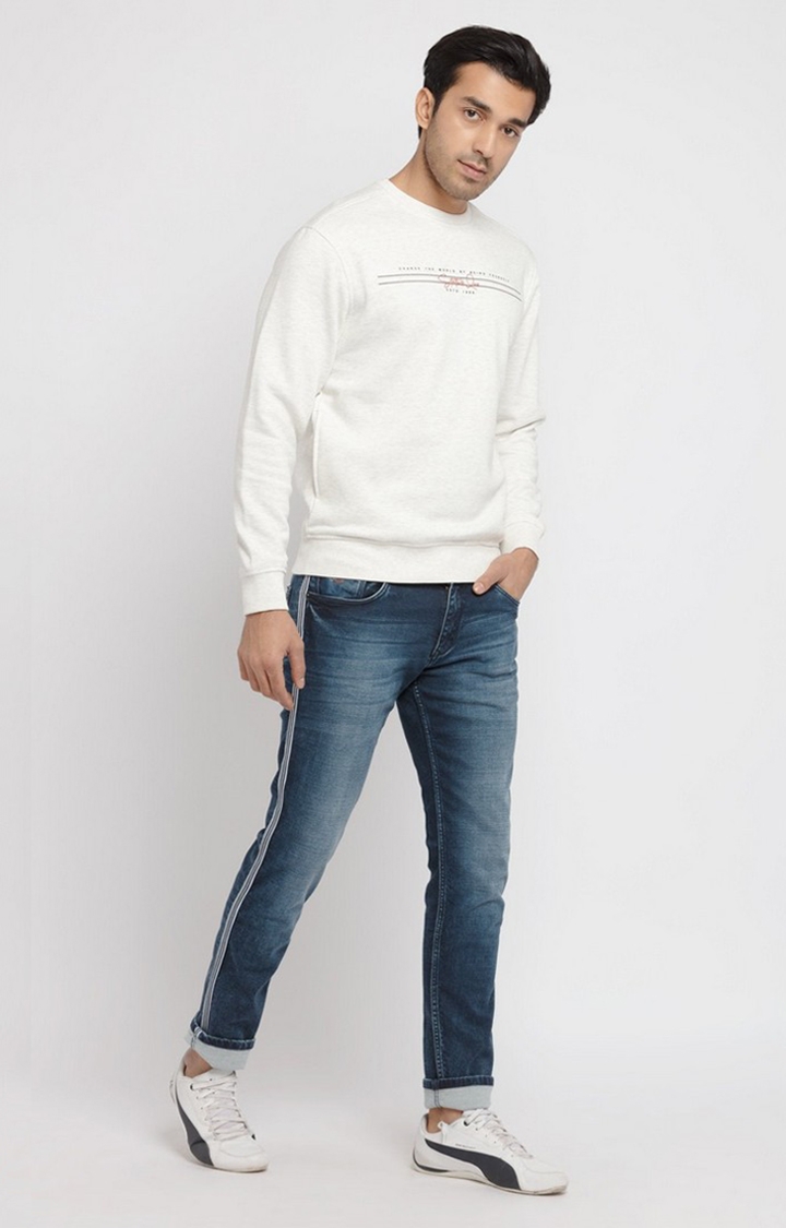 Men's White Polycotton Solid Sweatshirts