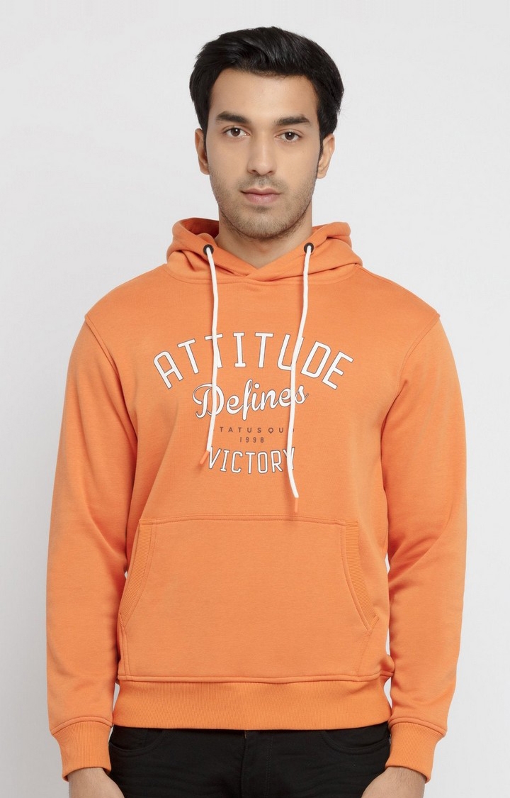 Men's Orange Cotton Printed Sweatshirts