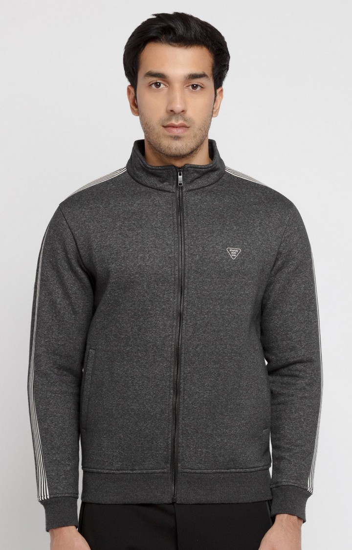 Men's Grey Polycotton Melange Sweatshirts
