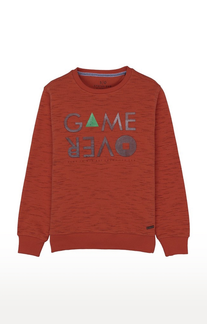 Boy's Orange Cotton Printed Sweatshirts