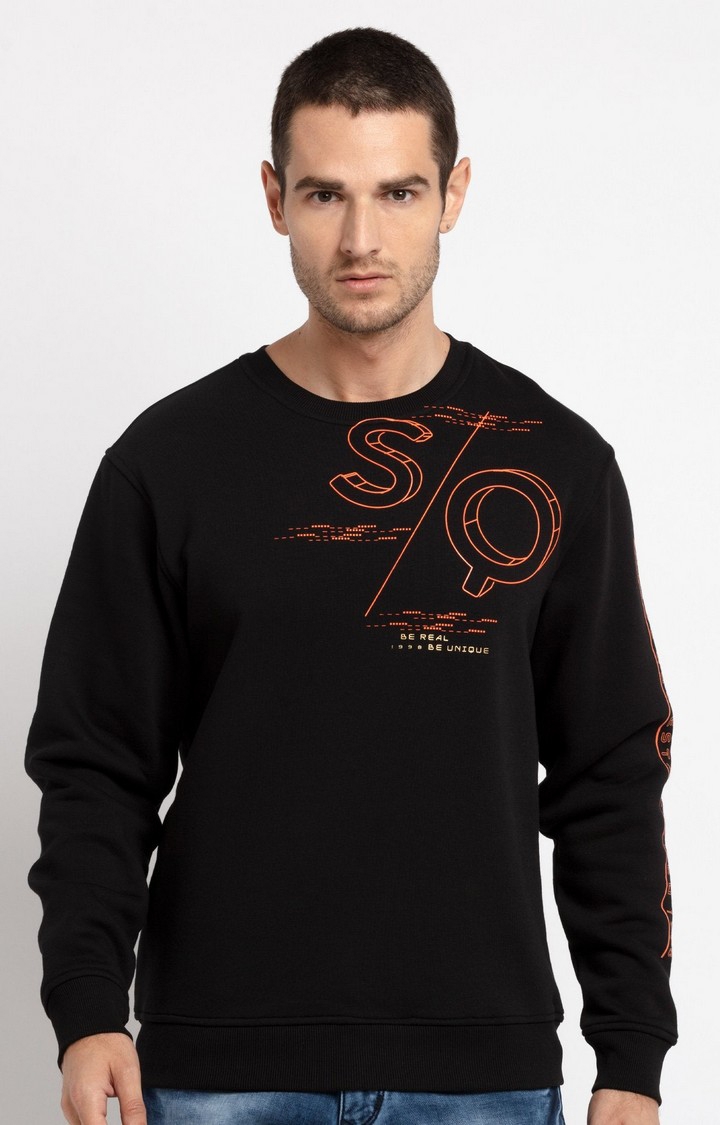 Status Quo | Men's Black Cotton Solid Sweatshirts