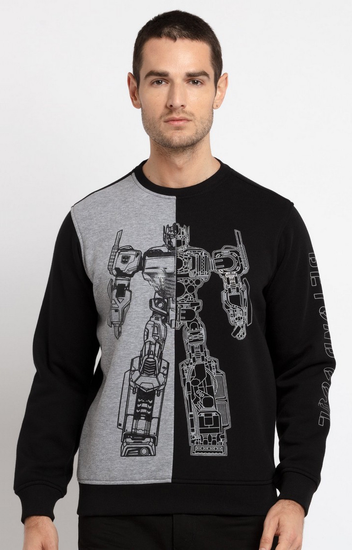 Men's Grey Polycotton Colourblock Sweatshirts