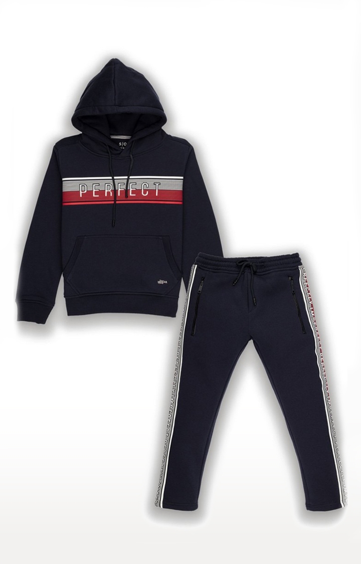 Status Quo | Blue Cotton Printed Tracksuits