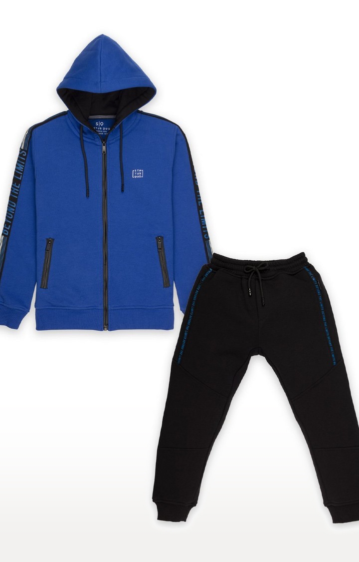 Status Quo | Blue Cotton Printed Tracksuits