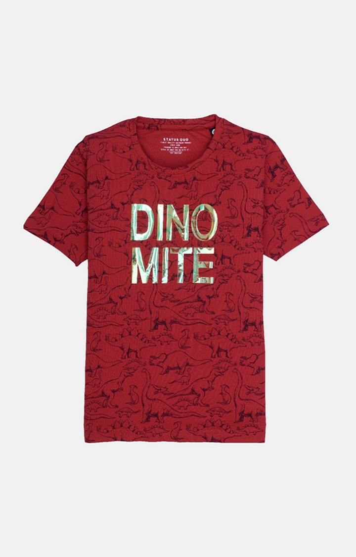 Red Cotton Printed T-Shirts