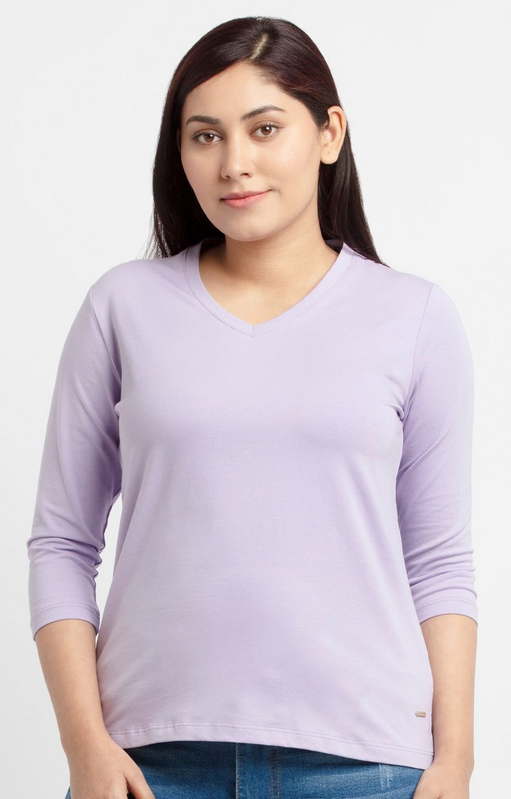Purple Cotton Solid T-Shirts