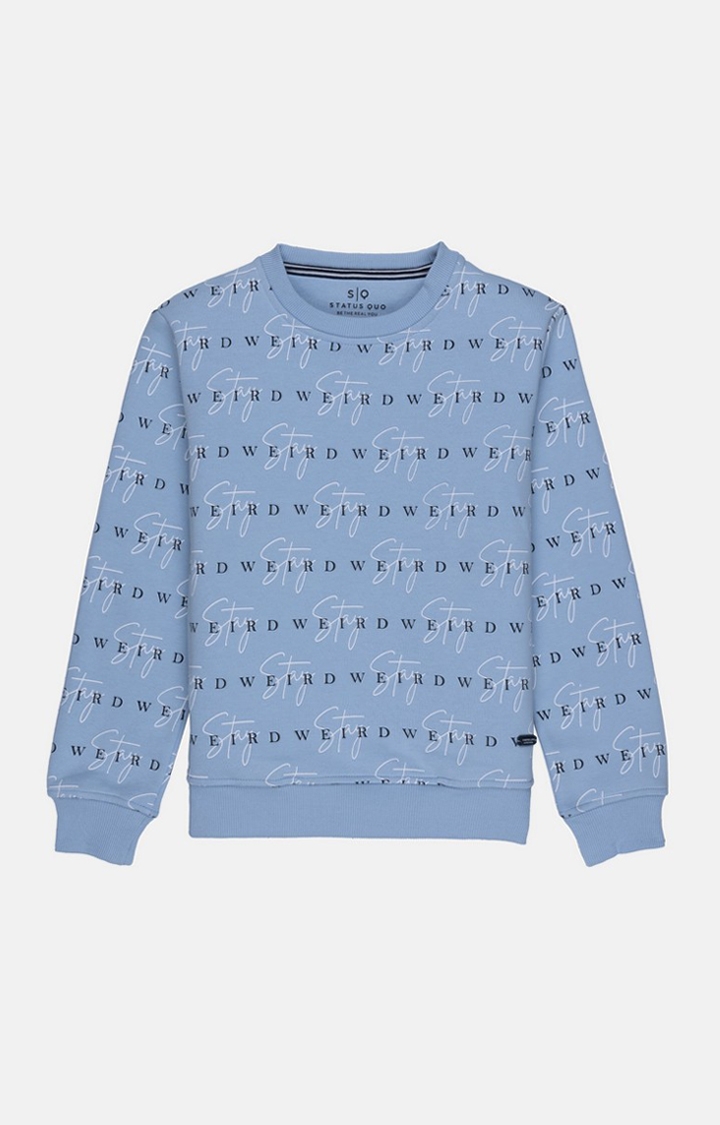 Boy's Blue Cotton Printed Sweatshirts