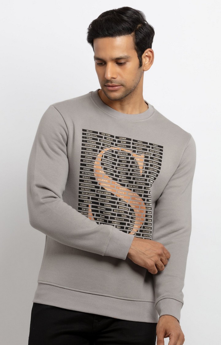 Men's Grey Polycotton Solid Sweatshirts