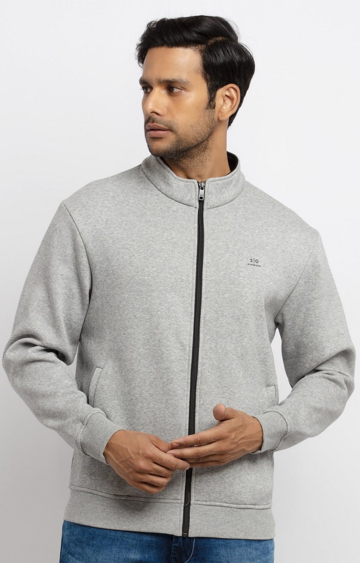 Status Quo | Men's Grey Polyester Solid Sweatshirts