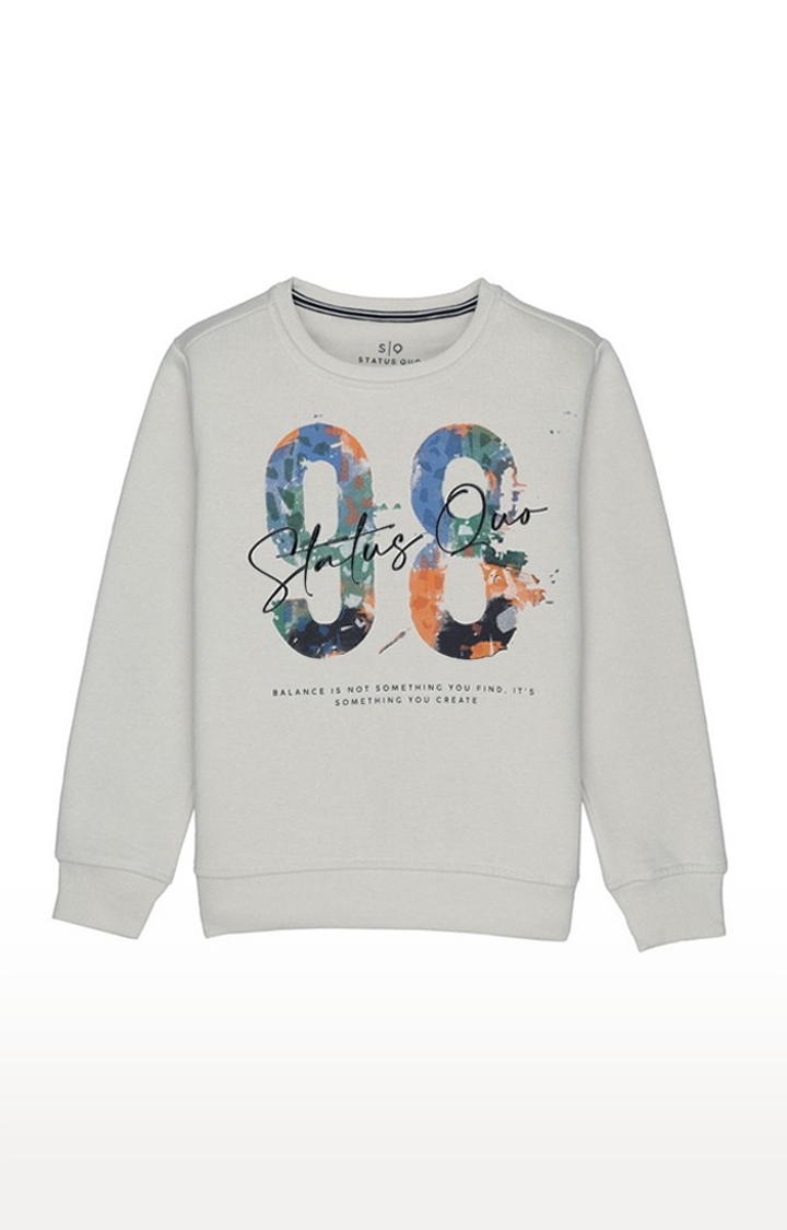 Status Quo | Boy's Beige Cotton Printed Sweatshirts