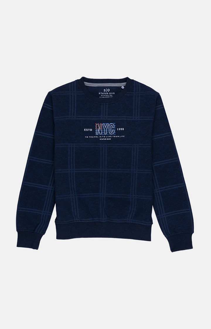 Boy's Blue Cotton Printed Sweatshirts