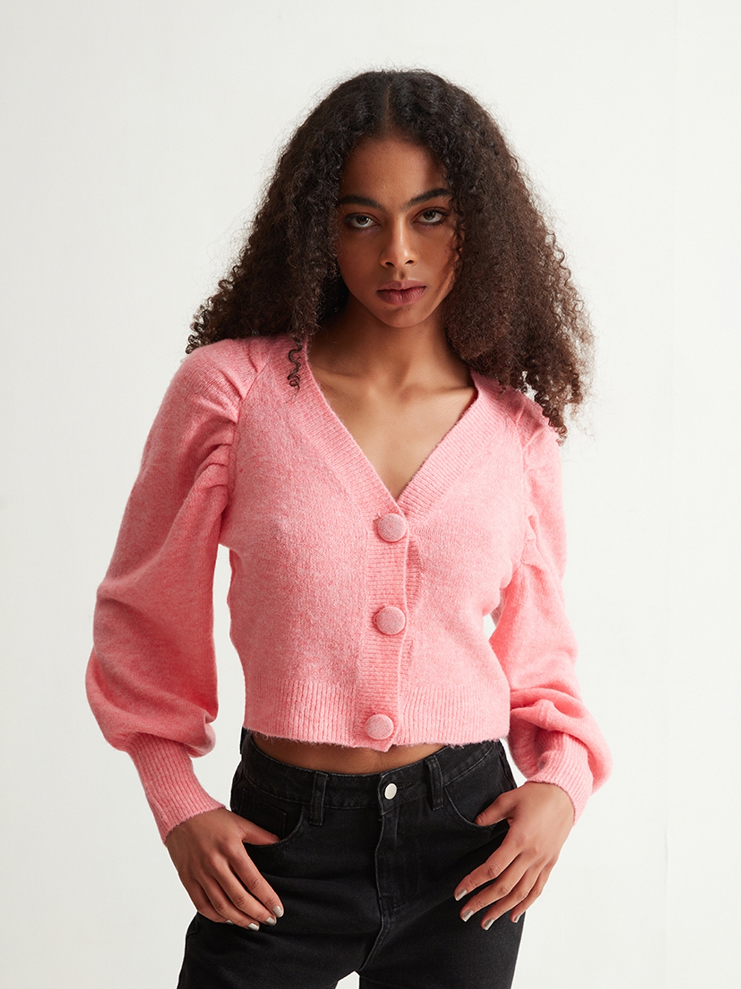Cover Story | Pink Puff Crop Cardigan