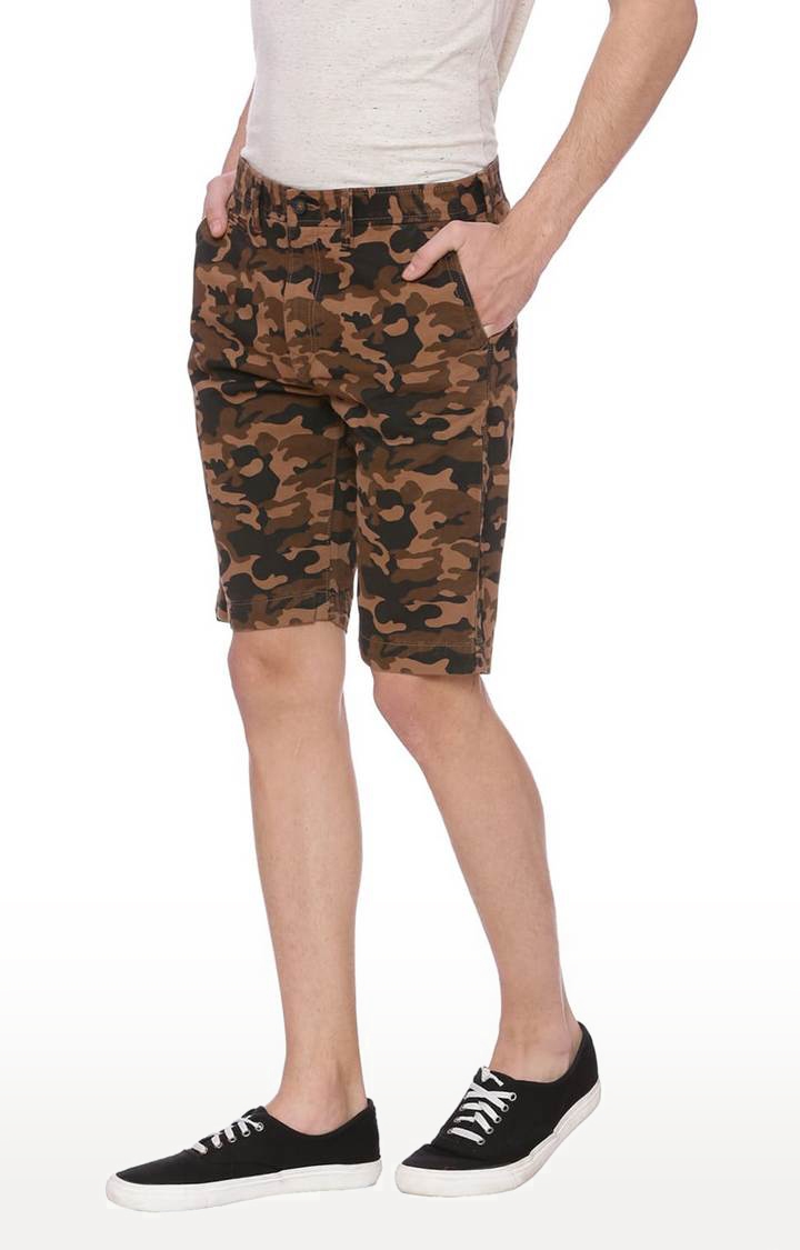 Men's Brown Cotton Camouflage Shorts