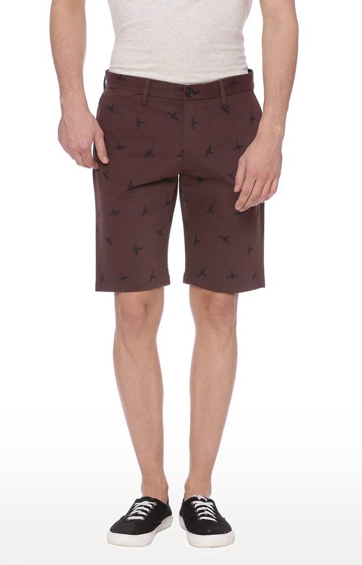 Men's Red Cotton Printed Shorts