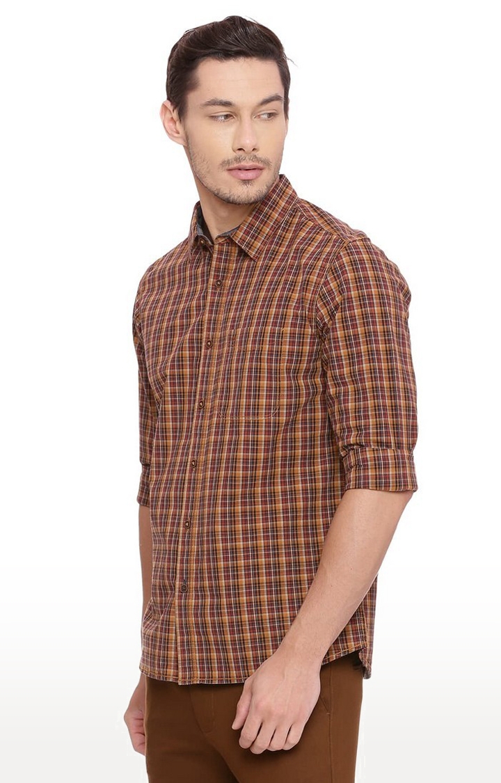Brown Checked Casual Shirts