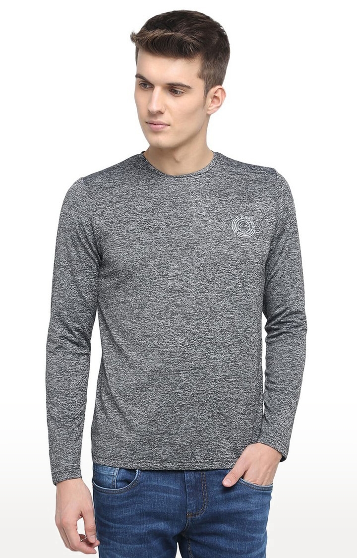 Men's Grey Polyester Solid T-Shirts