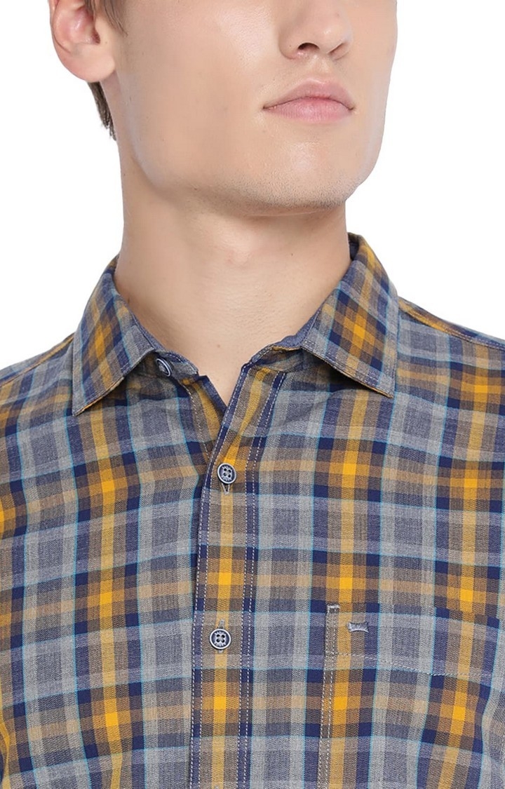 Yellow Checked Casual Shirts