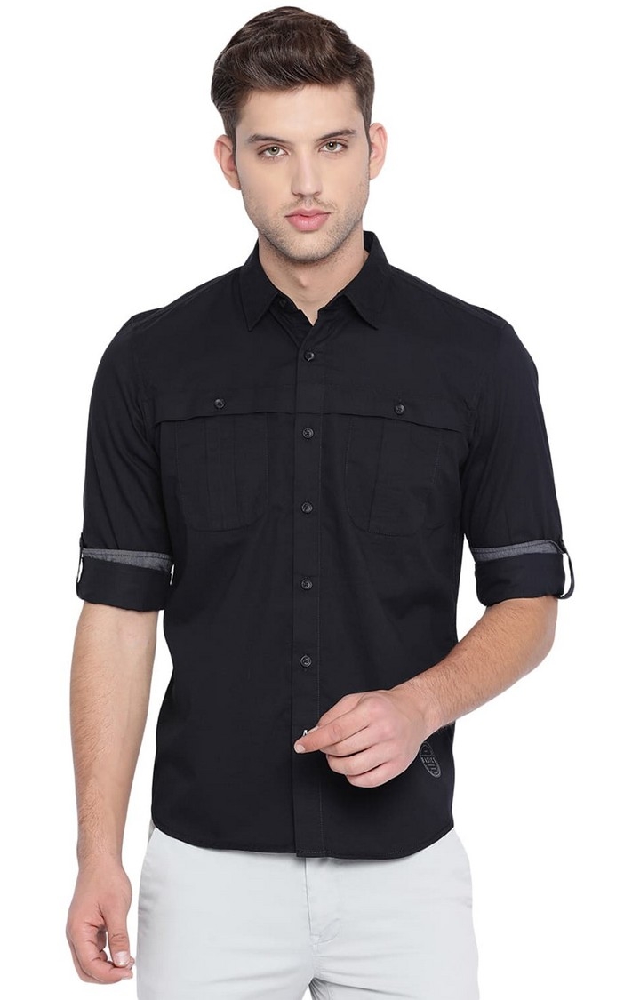 Basics | Black Solid Casual Shirts