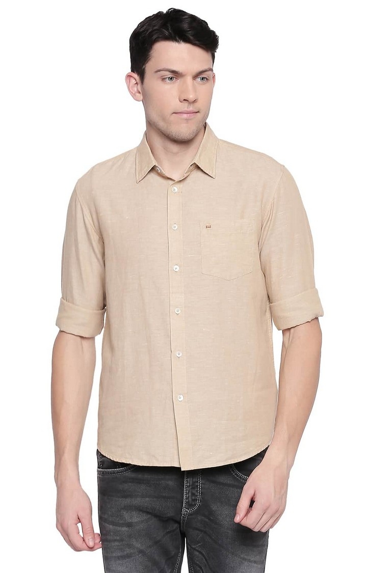 Basics | Brown Solid Casual Shirts