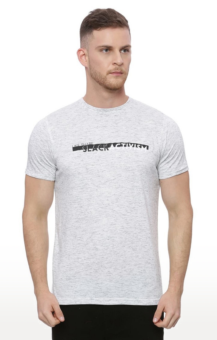 Men's White Cotton Blend Solid T-Shirts