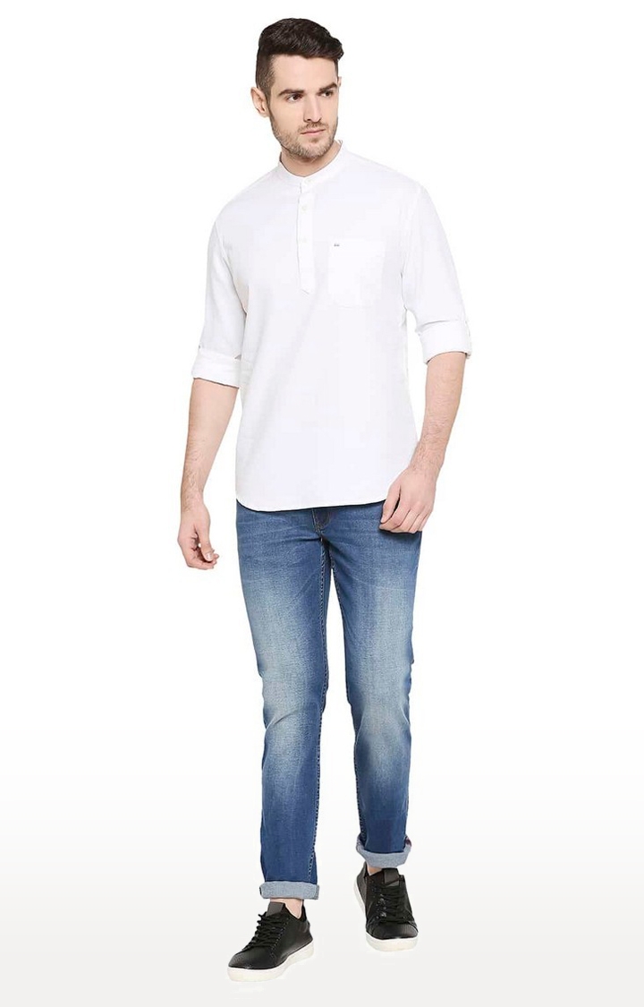 White Solid Casual Shirts