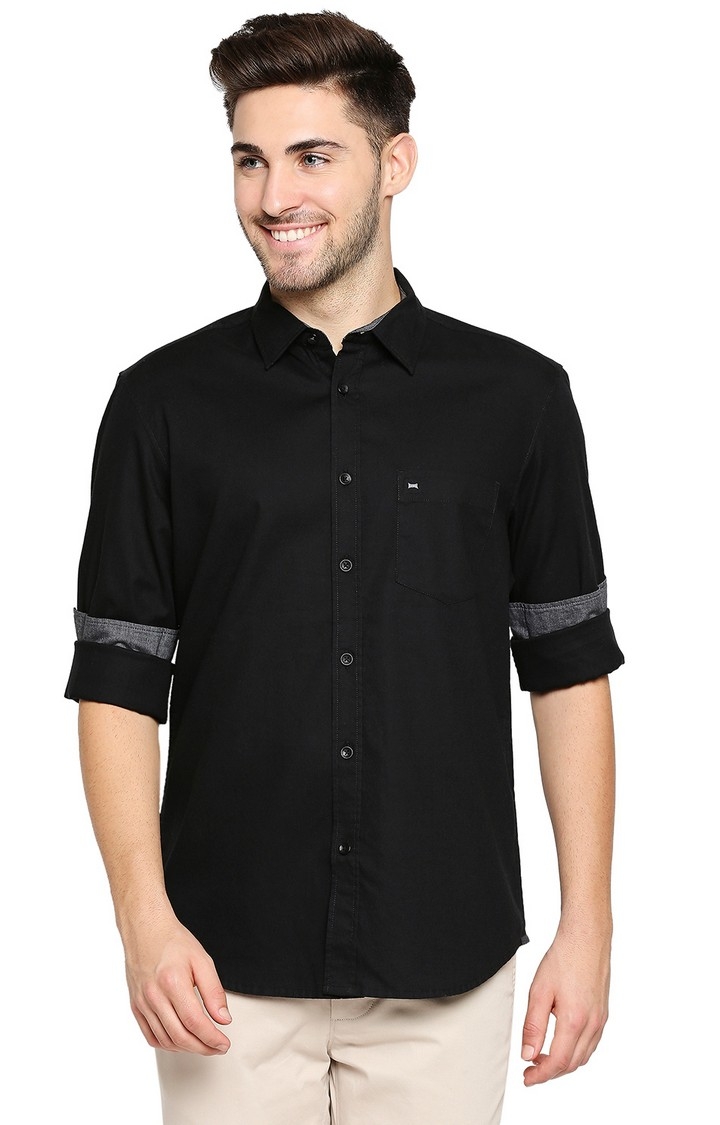 Black Solid Casual Shirts