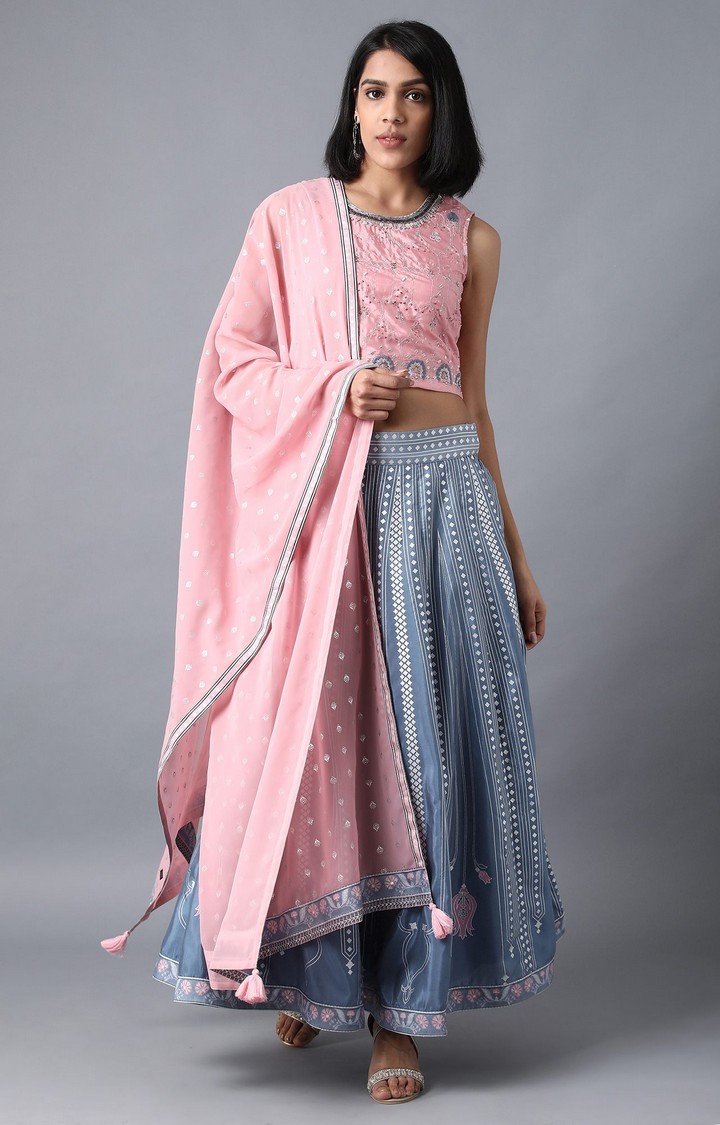 Women's Pink Polyester Solid Ethnic Sets