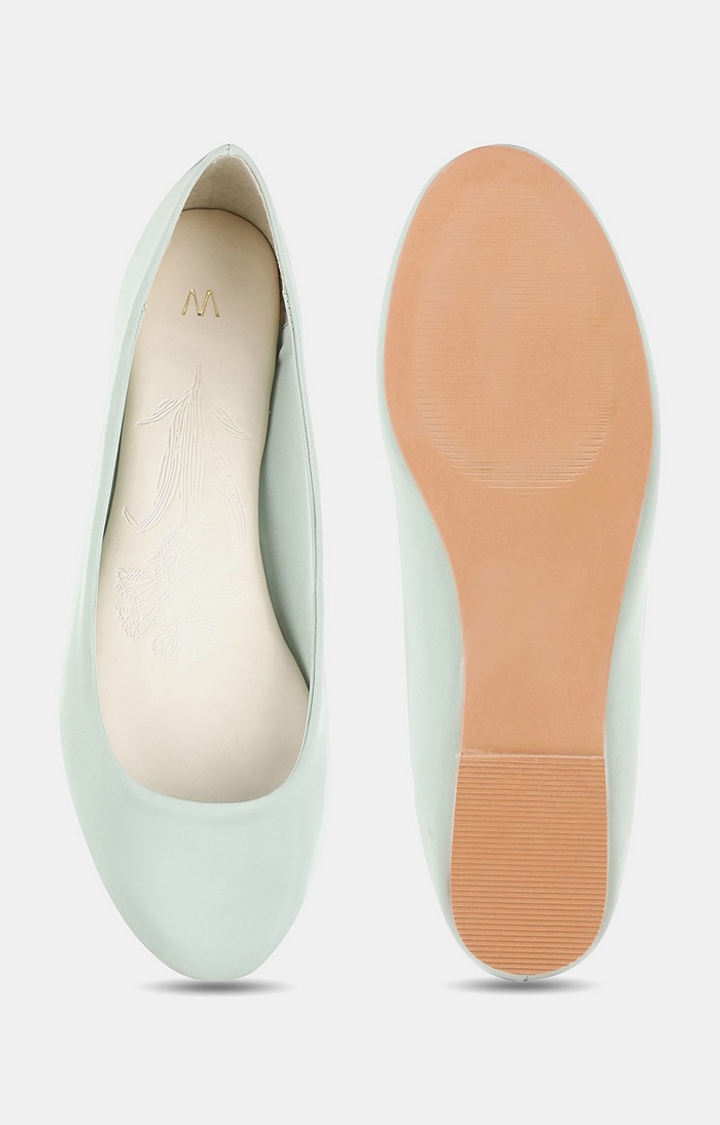 Pastel Green Round Toe Solid Flat