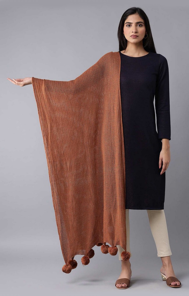 W Brown Knitted Stole 