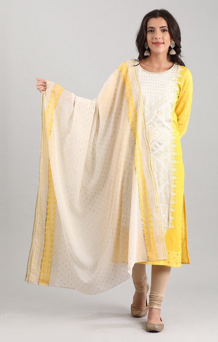 Women's Yellow Polyester Dupattas